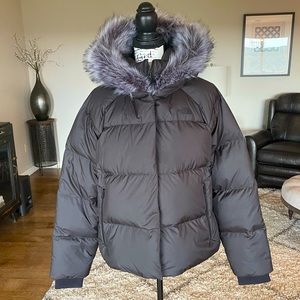 The North Face Women’s Dealio Down Cropped Jacket Black Grey Trim Size XL